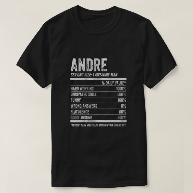 T-shirt Mens Andre Nutrition Nom personnalisé Chemise Funn (Design devant)