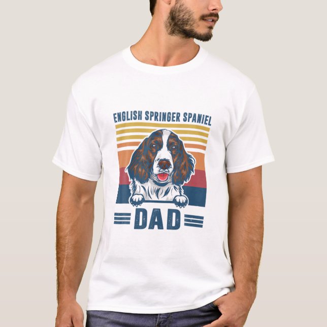 T-shirt Mens Anglais Springer Espagnol Papa Père Retro Eng (Devant)