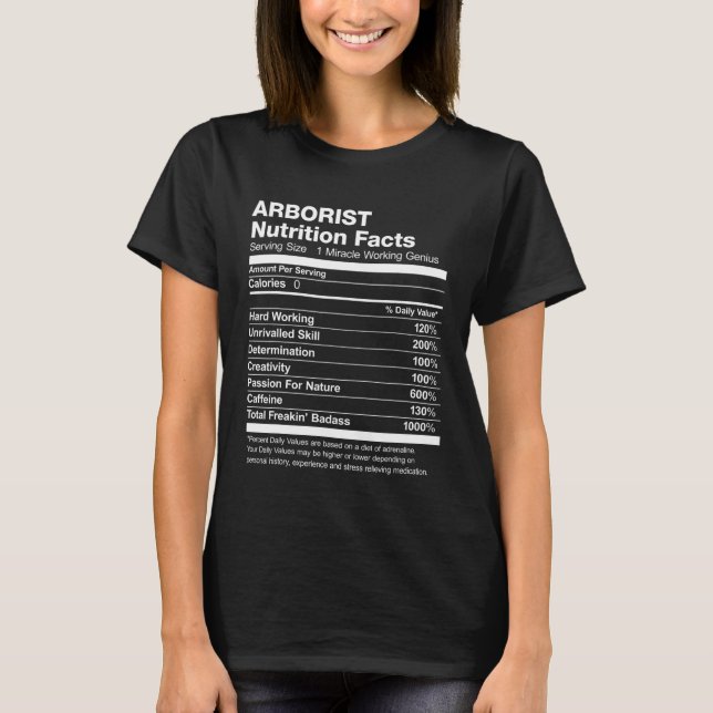 T-shirt Mens Arborist Nutrition Fiches (Devant)