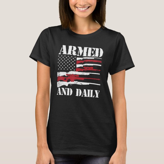 T-shirt Mens Armed And Dadly  Deadly Father For Fathers Da (Devant)