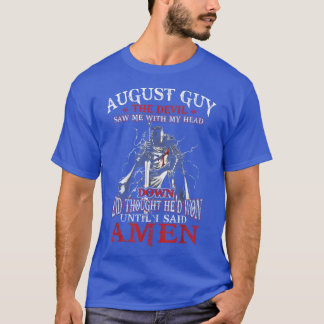 T-shirt Mens August Guy Devil M'A Vu Avec Ma Tête En Bas T
