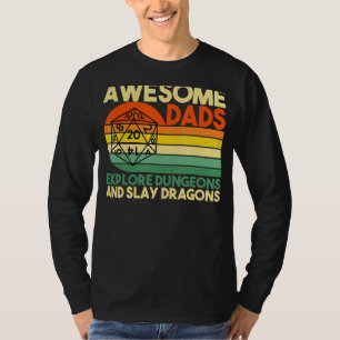T-shirt Mens Awesome Dads Explorer Dungeons Dm Rpg Dice Dr