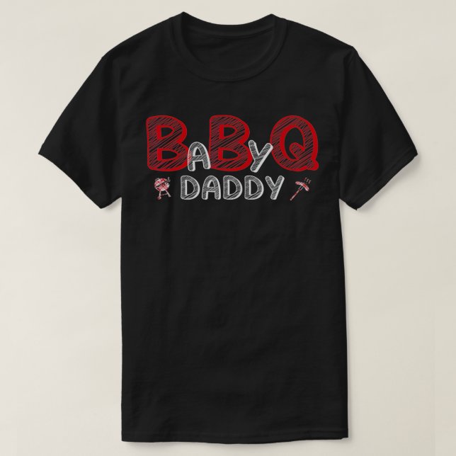 T-shirt Mens Baby BBQ Douche Daddy Q Baby shower Thème Mat (Design devant)
