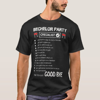 T-shirt Mens Bachelor Party Checlist Funny Groom design