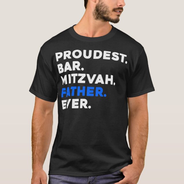 T-shirt Mens BAR FIER MITZVAH PÈRE JAMAIS juif GARÇON (Devant)