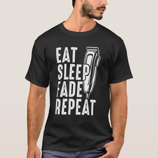 T-shirt Mens  Barber Eat Sleep Fade Repeat (Devant)