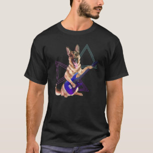 T-shirt Mens Berger Allemand Jouant Une Guitare Électrique