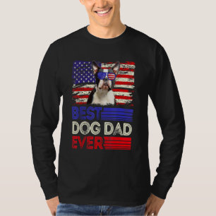 T-shirt Mens Best Boston Terrier Papa Jamais American Flag