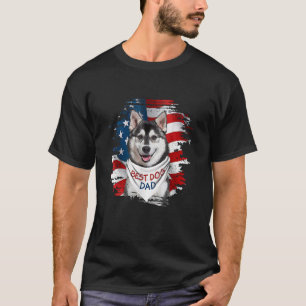 T-shirt Mens Best Husky Papa Jamais American Flag Dog Père