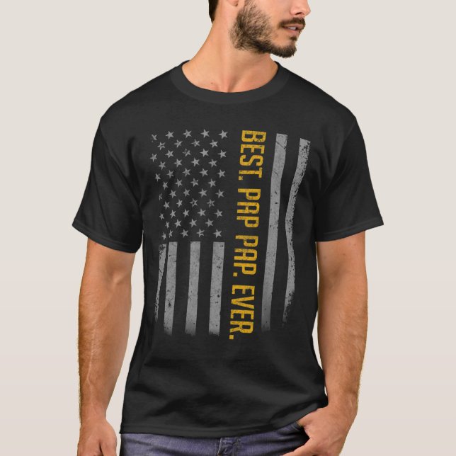 T-shirt Mens Best Pap Pap Ever American Flag Shirt Don Fly (Devant)