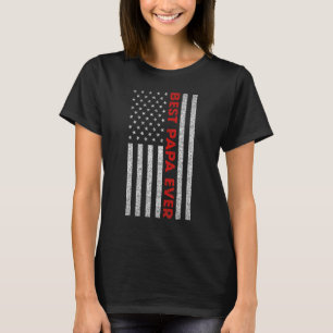 T-shirt Mens Best Papa Ever USA American Flag Father's Day