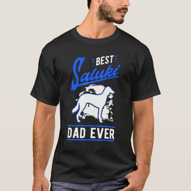 T-shirt Mens Best Saluki Dad Ever Long haired Greyhound Da (Devant)
