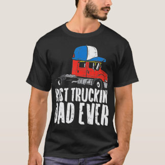 T-shirt Mens Best Truckin Papa Ever Cap Semi Truck Driver 