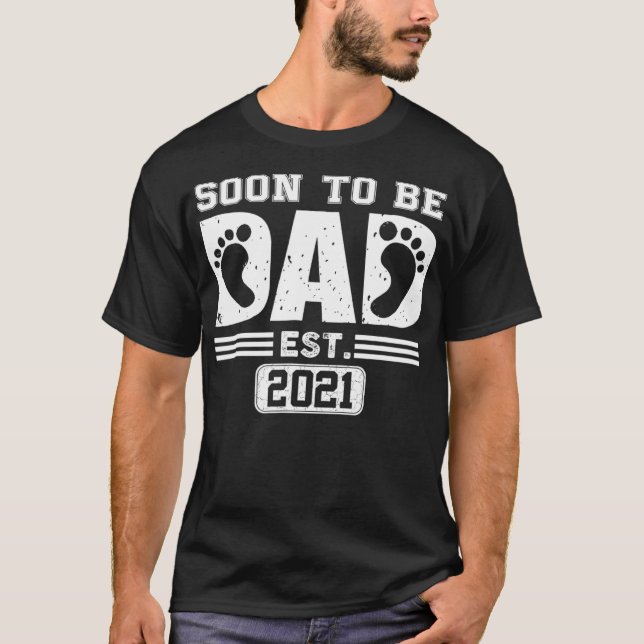 T-shirt Mens Bientôt Être Papa Est 2021 Chemise Fier Nouve (Devant)