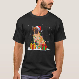 T-shirt Mens Bullmastiff Père Noël Christmas Tree illumi
