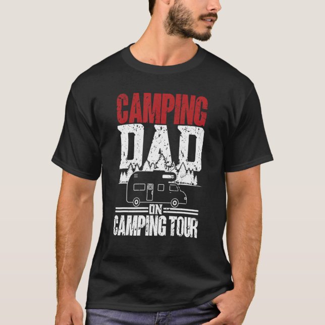T-shirt Mens Camping Dad On Tour  Camper Caravan  Camping (Devant)