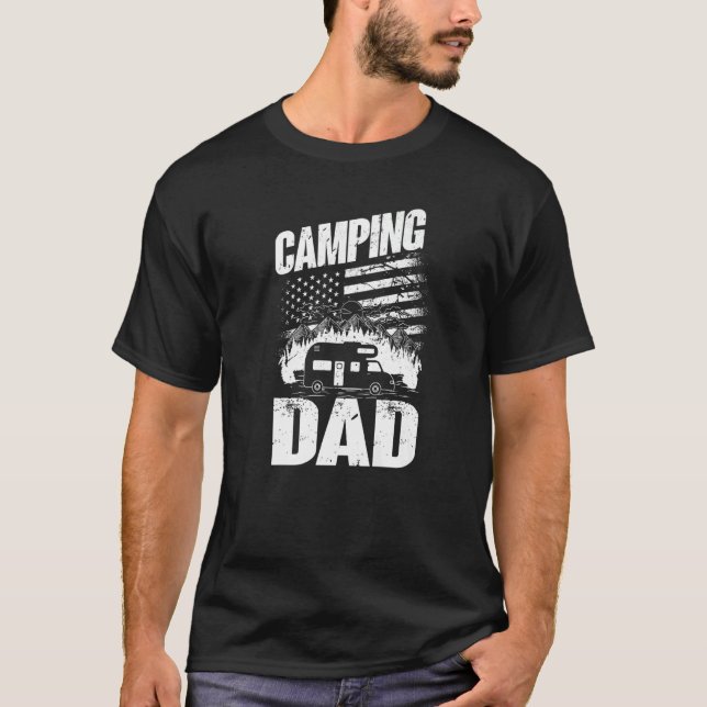 T-shirt Mens Camping Papa Camper Caravan Camping 15 (Devant)