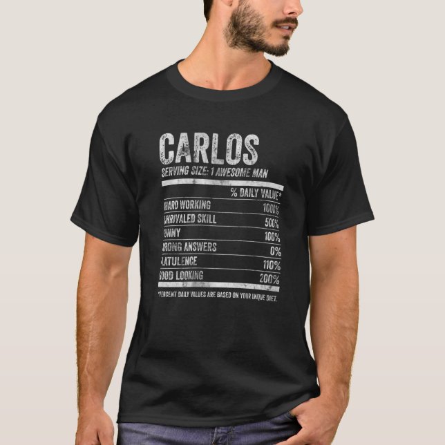 T-shirt Mens Carlos Nutrition Nom personnalisé Nom amusant (Devant)