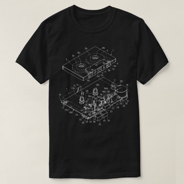 T-shirt Mens Cassette Tapes Mixtapes 1980 Radio Music DJ (Design devant)