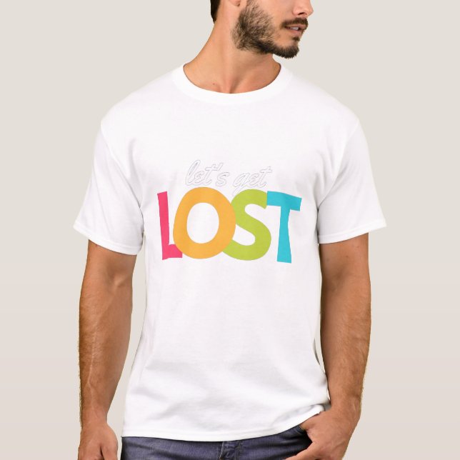 T-shirt mens casual stylish lost quote rainbow colour (Devant)