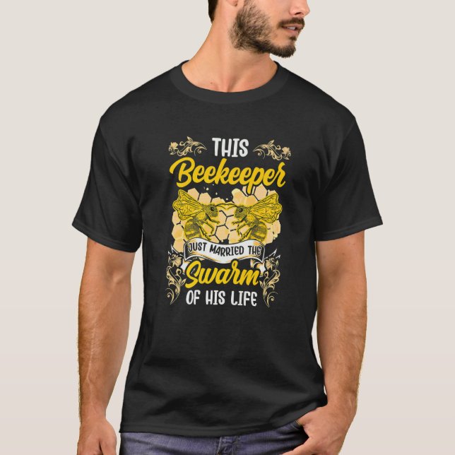 T-shirt Mens Ce Beekeeper Viens De Marier L'Essaim De Son (Devant)