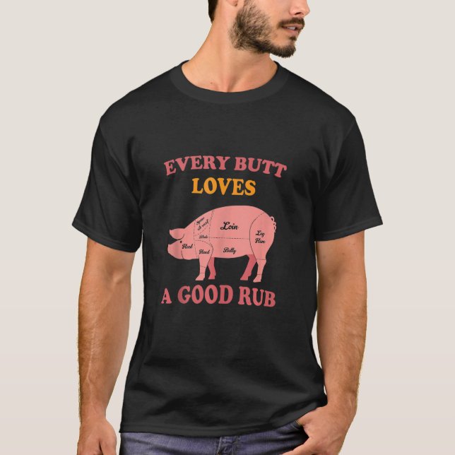 T-shirt Mens Chaque Butt Aime Un Bon Rub Grill Rubbed Et (Devant)