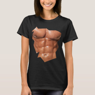 T-shirt Mens Chest Six Pack Abs drôle faux abs Muscles REA