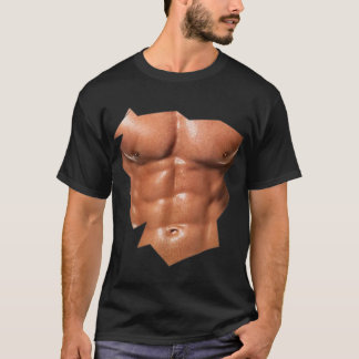 T-shirt Mens Chest Six Pack Abs drôle faux abs Muscles REA