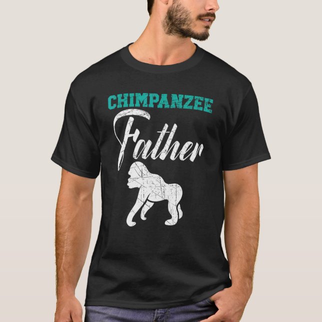 T-shirt Mens Chimpanzee Père Singe Faune Animaux Zoo anima (Devant)