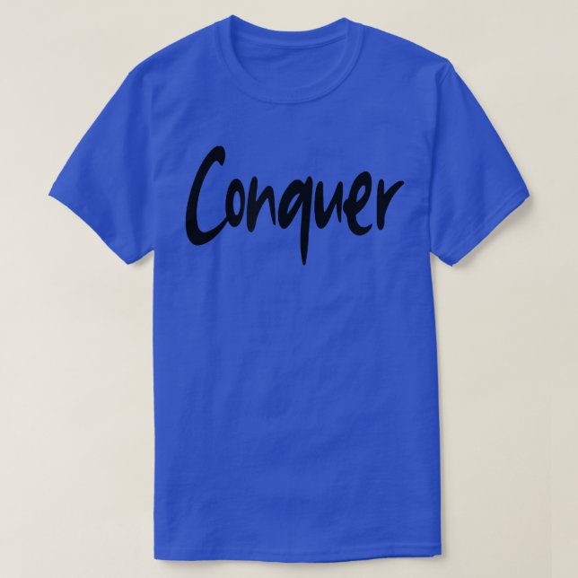 T-shirt Mens CONQUER Salle De Fitness Exercice Bodybuildin (Design devant)