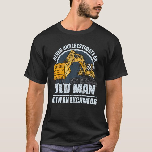 T-shirt Mens Construction Worker Heavy Equipment Excavator (Devant)