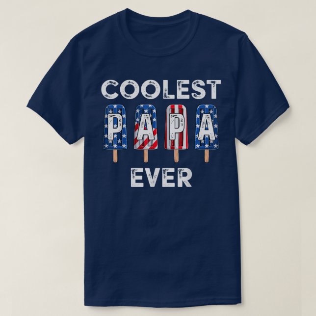 T-shirt Mens Coolest Papa Ever Popsicle Men Best Dad Ever  (Design devant)