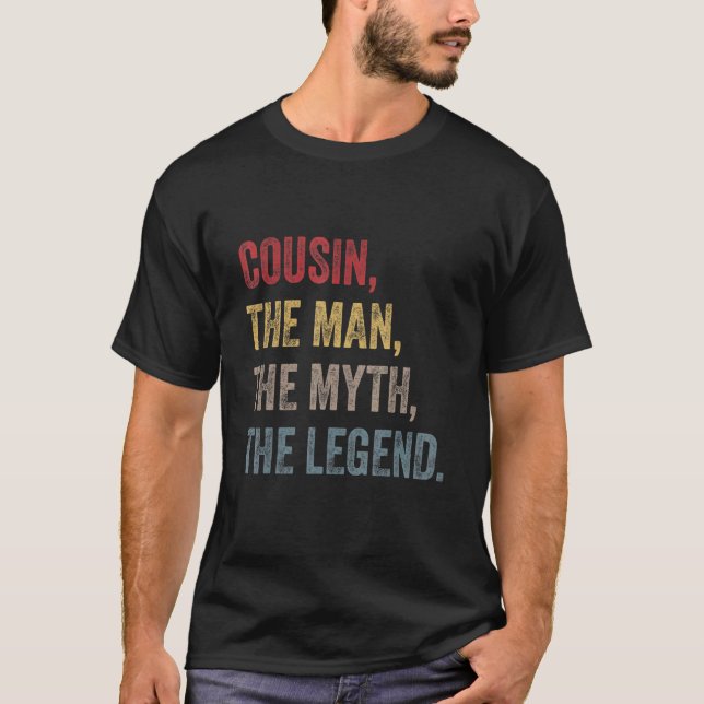 T-shirt Mens Cousin L'Homme Le Mythe La Légende Retro Vint (Devant)