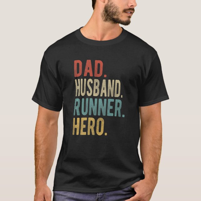 T-shirt Mens Dad Husband Runner Hero (Devant)