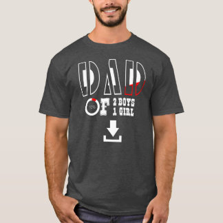 T-shirt Mens DAD of 2 Boys 1 girl father or grandpa of 3