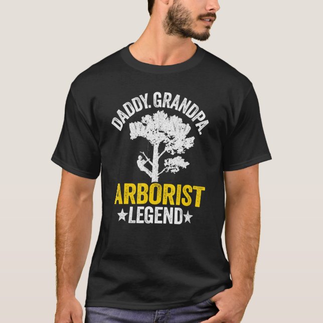 T-shirt Mens Daddy Grandpa Arborist Légende Arbre Escalade (Devant)
