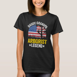 T-shirt Mens Daddy Grandpa Arborist Légende Us American Fl