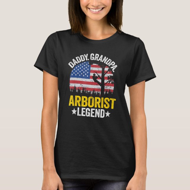 T-shirt Mens Daddy Grandpa Arborist Légende Us American Fl (Devant)