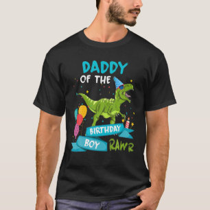 T-shirt Mens Daddy Of The Birthday Boy RAWR Rex Dinosaur B