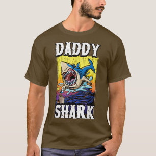 T-shirt Mens Daddy Shark Papa Grandpa Uncle Fête des pères