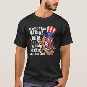 T-shirt Mens Drôle 4 juillet Hot Dog Wiener Sortent Publi