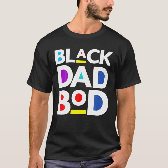 T-shirt Mens Drôle Black Papa Bod Pères Entraînement Fit E (Devant)
