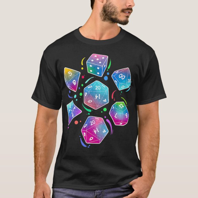 T-shirt Mens Dungeons Dice Collection Imaginaire Rôle Joue (Devant)