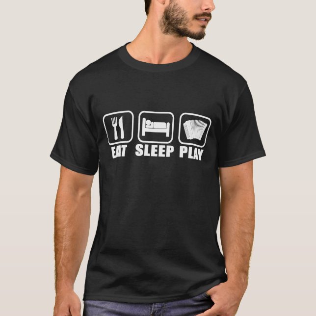 T-shirt Mens Eat Sleep Play Accordion Acordeon (Devant)