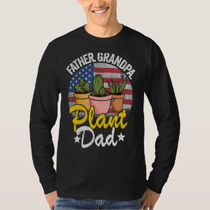 T-shirt Mens Father Grandpa Plant Papa American Flag Garde