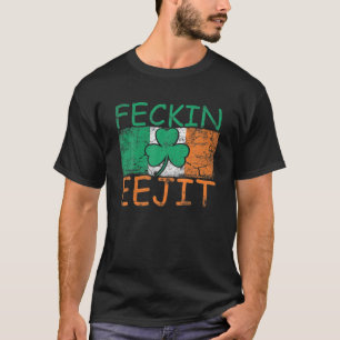 T-shirt Mens Feckin Eejit Irlande Irish Slang Drapeau Drôl