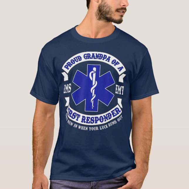 T-shirt Mens Fier Grand-Père Premier Répondant EMS Cadeau  (Devant)