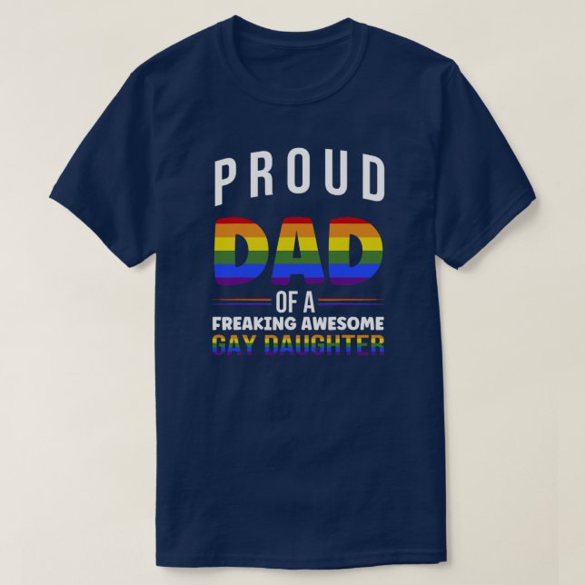 T-shirt Mens Fier Papa d'une folle fille gay géniale (Design devant)