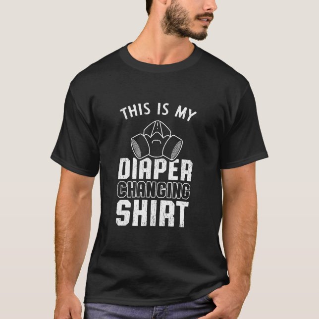 T-shirt Mens First Baby Diaper Party Visage Masque Amusant (Devant)