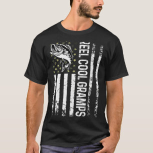 T-shirt Mens Fishing Us Drapeau Reel Cool Grammes Pour Dad
